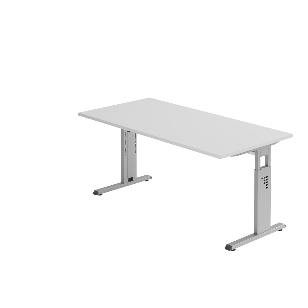 N° de l'image du produit 1 : Bureau Hammerbacher Solid, réglable manuellement en hauteur, pied en C, L x P 1 600 x 800 mm, gris