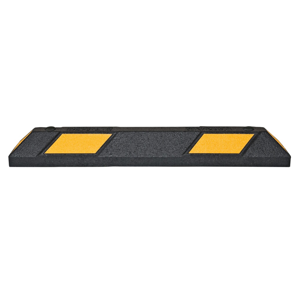 N° de l'image du produit 1 : Butoir de roue MORAVIA Park-AID®, noir avec bandes réfléchissantes jaunes, largeur 900 mm