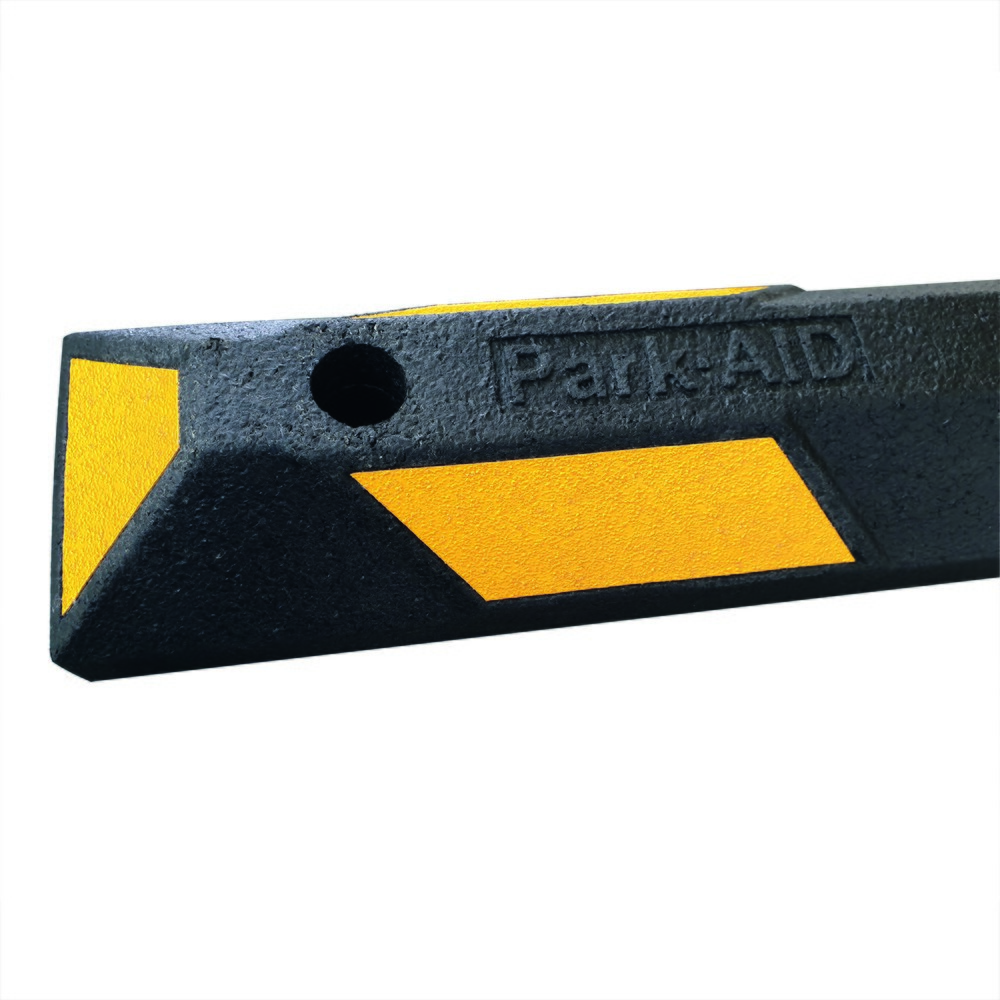 Numéro de l'image du produit 3: Butoir de roue MORAVIA Park-AID®, noir avec bandes réfléchissantes jaunes, largeur 900 mm
