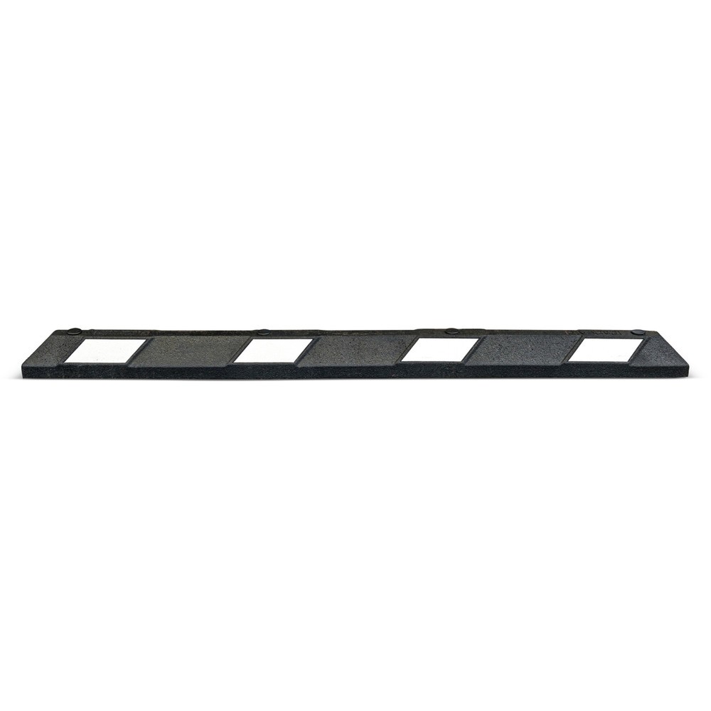 Numéro de l'image du produit 1: Butoir de roue MORAVIA Park-AID®, noir avec bandes réfléchissantes blanches, largeur 1 800 mm
