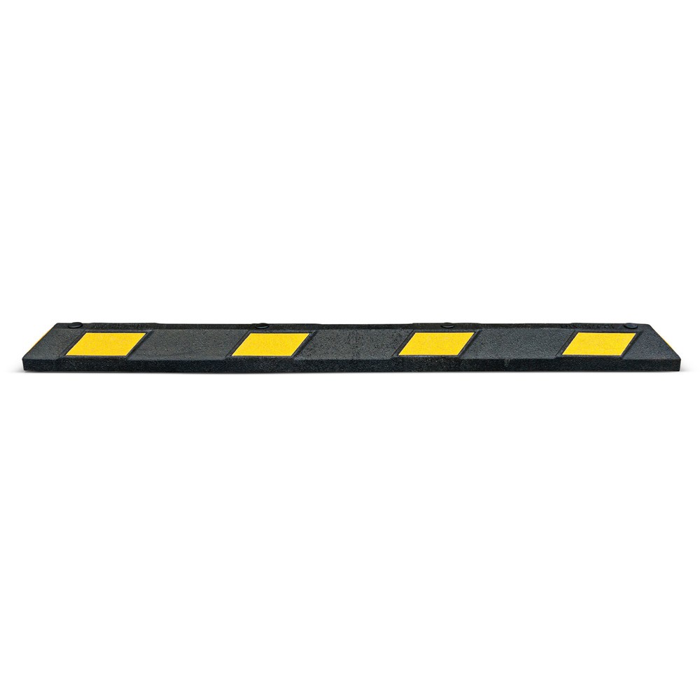 Numéro de l'image du produit 1: Butoir de roue MORAVIA Park-AID®, noir avec bandes réfléchissantes jaunes, largeur 1 800 mm
