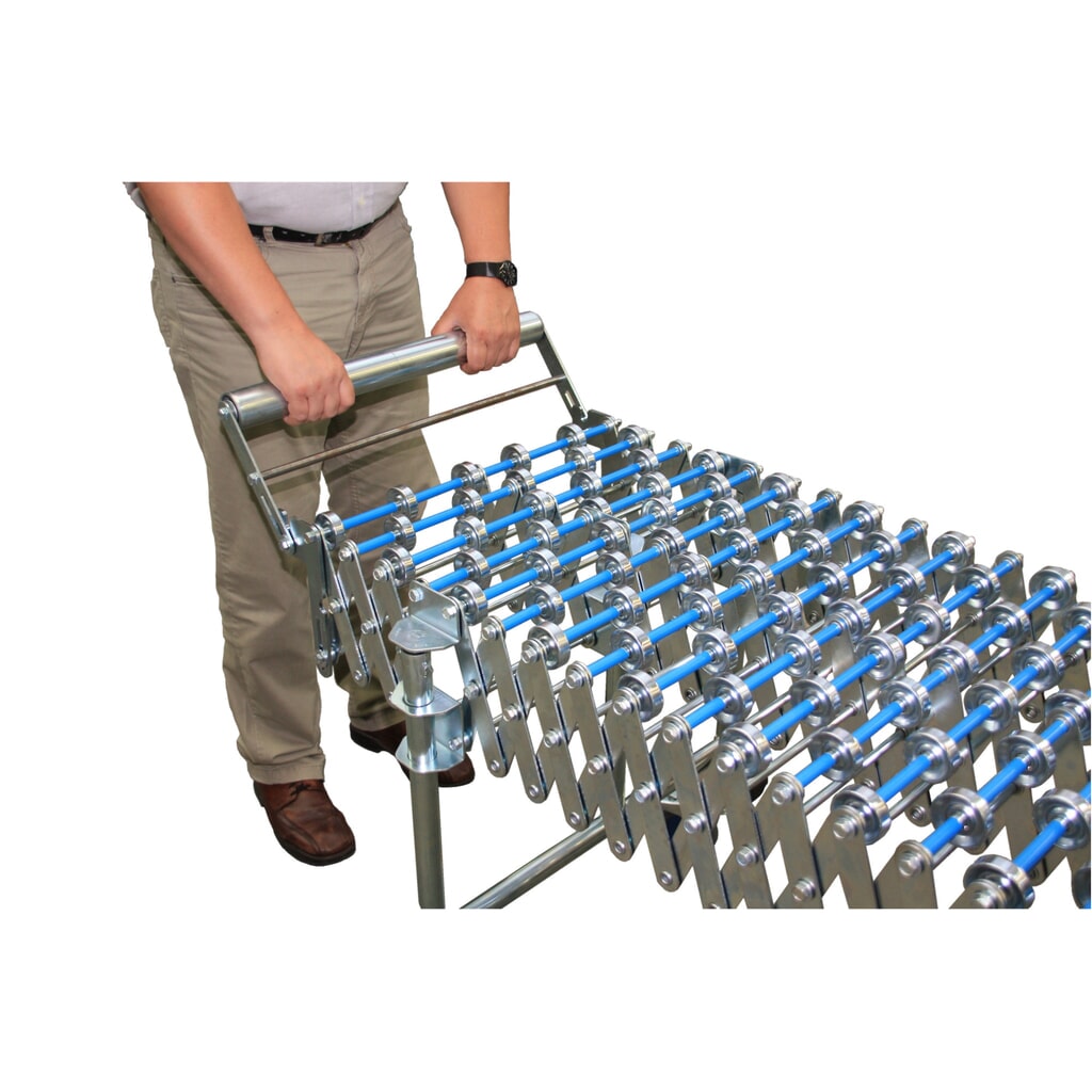 Illustration du produit: Butée terminale pour convoyeur à roulettes ou à rouleaux à ciseaux, rabattable, largeur de convoyeur : 300 mm