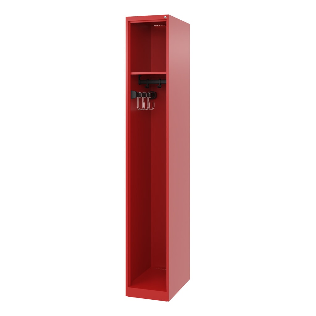 N° de l'image du produit 1 : C+P Vestiaire pompier EXPERT, patins, 1 compartiment, HxlxP 1 850 x 300 x 500 mm, rouge feu