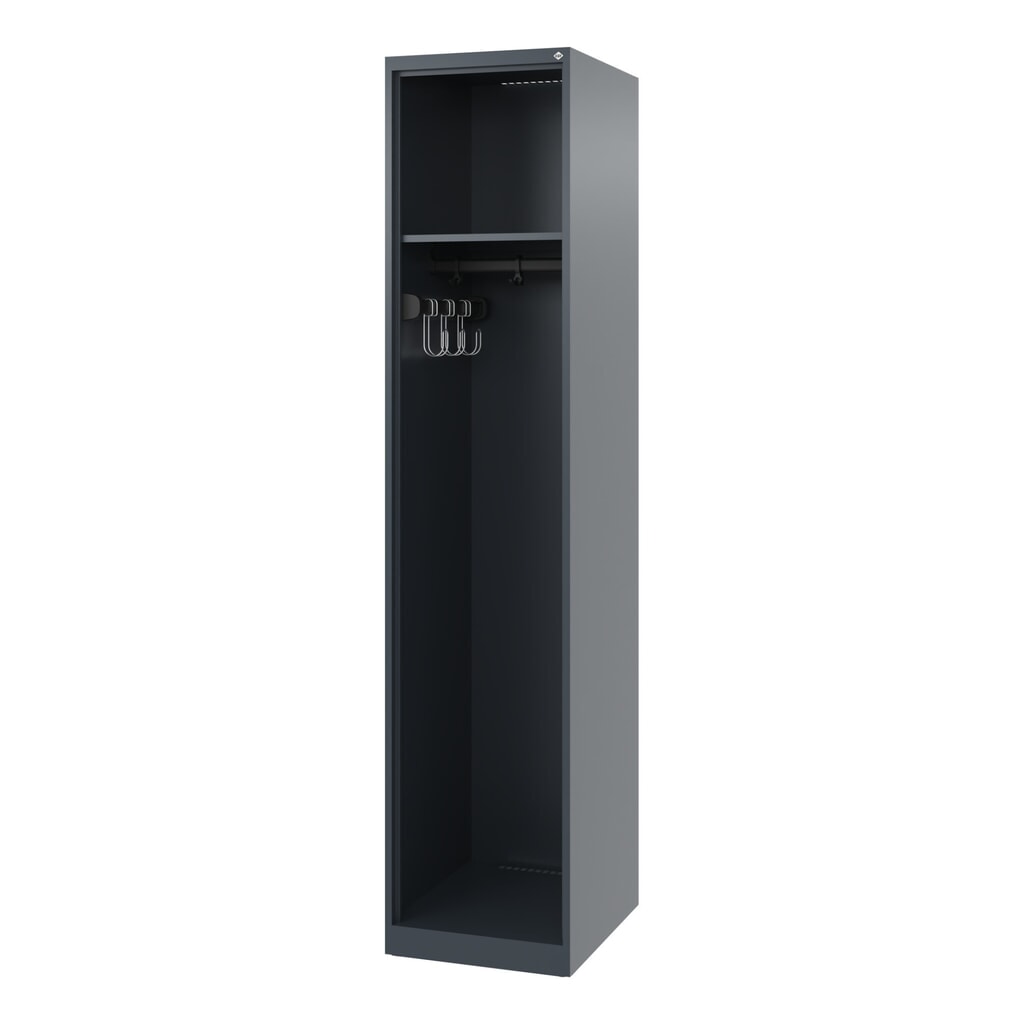 C+P Vestiaire pompier EXPERT, patins, 1 compartiment, HxlxP 1 850 x 400 x 500 mm, gris anthracite N° de l'image du produit 1 : C+P Vestiaire pompier EXPERT, patins, 1 compartiment, HxlxP 1 850 x 400 x 500 mm, gris anthracite