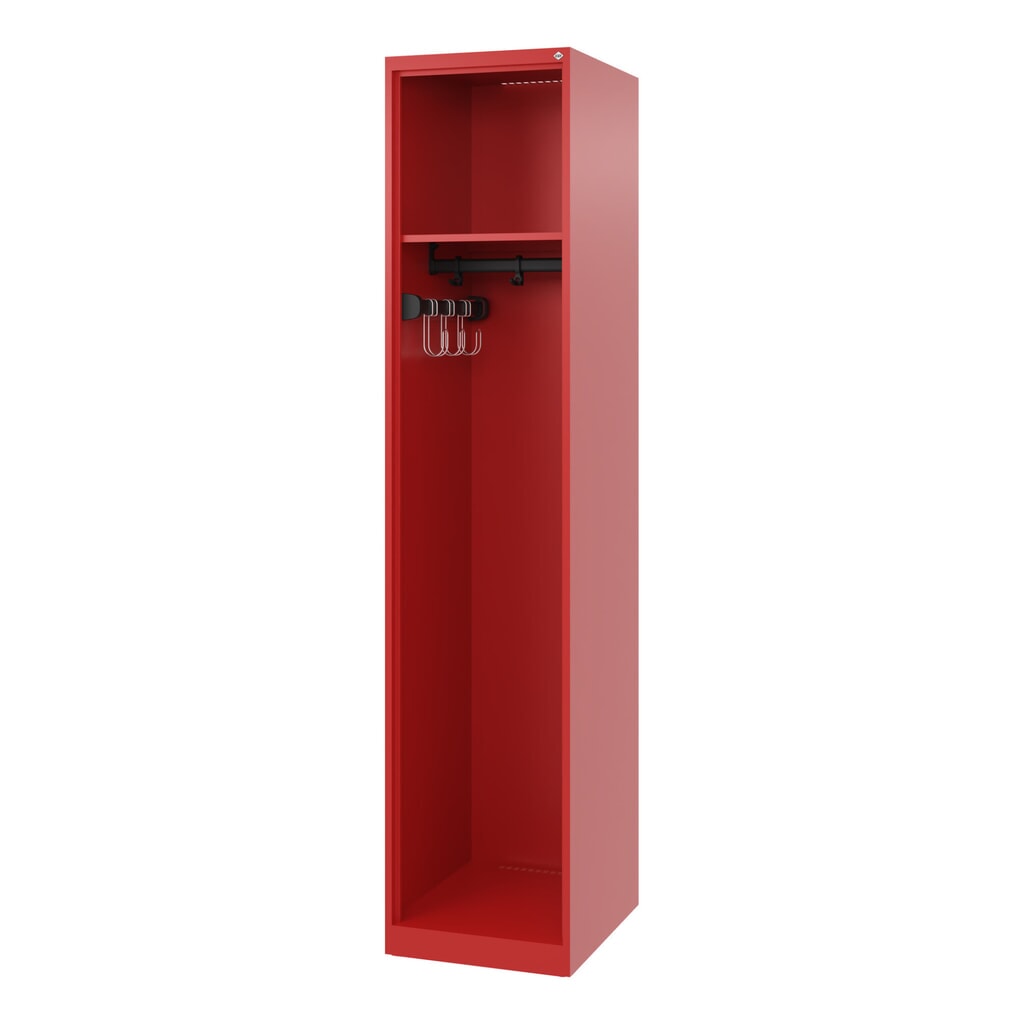 N° de l'image du produit 1 : C+P Vestiaire pompier EXPERT, patins, 1 compartiment, HxlxP 1 850 x 400 x 500 mm, rouge feu