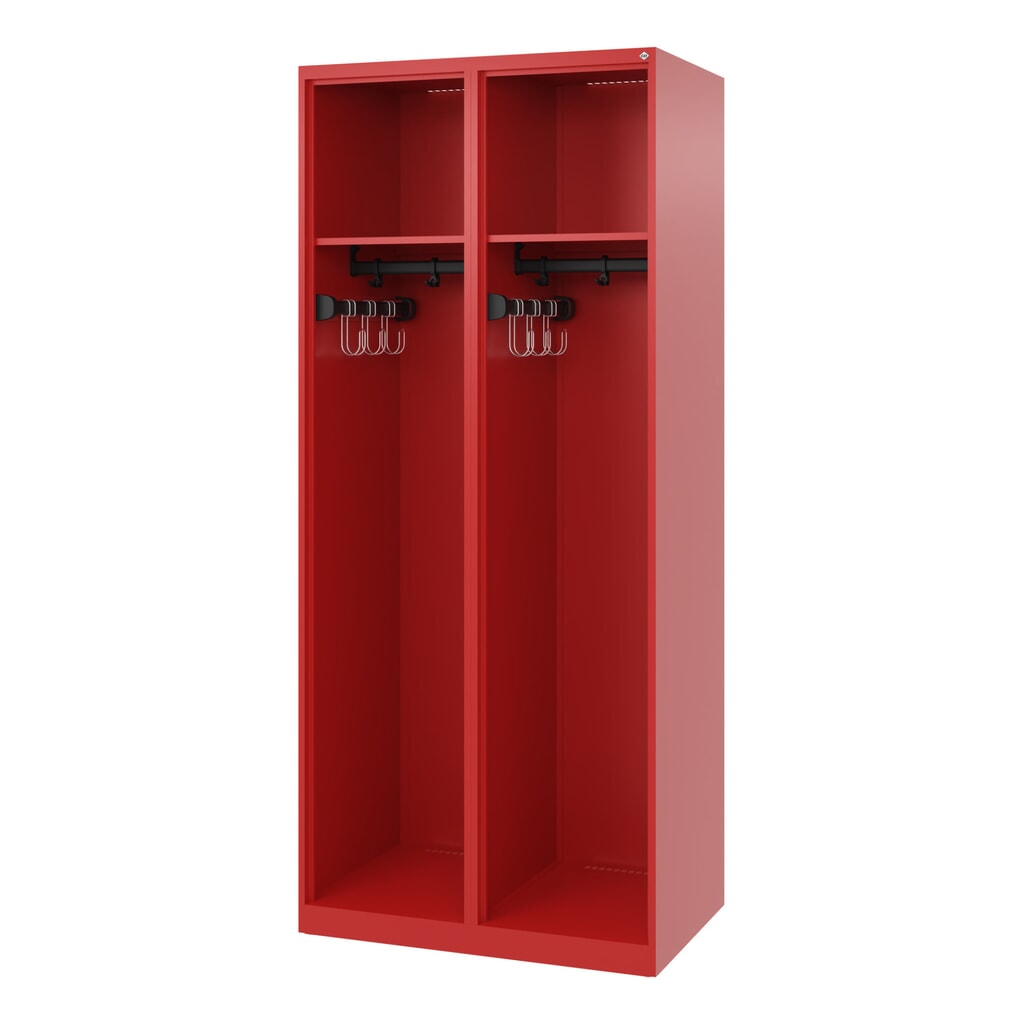 C+P Vestiaire pompier EXPERT, patins, 2 compartiments, HxlxP 1 850 x 800 x 500 mm, rouge feu N° de l'image du produit 1 : C+P Vestiaire pompier EXPERT, patins, 2 compartiments, HxlxP 1 850 x 800 x 500 mm, rouge feu