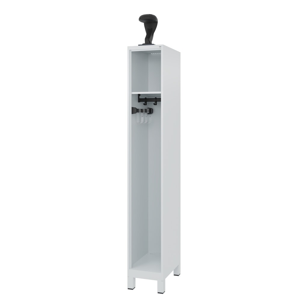 C+P Vestiaire pompier EXPERT, pieds, 1 compartiment, HxlxP 1 850 x 300 x 500 mm, gris clair, avec support de casque N° de l'image du produit 1 : C+P Vestiaire pompier EXPERT, pieds, 1 compartiment, HxlxP 1 850 x 300 x 500 mm, gris clair, avec support de casque