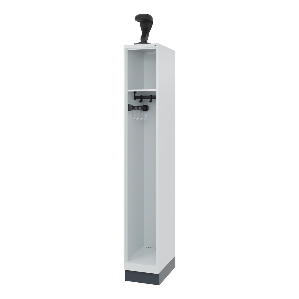 C+P Vestiaire pompier EXPERT, socle, 1 compartiment, HxlxP 1 850 x 300 x 500 mm, gris clair, avec support de casque N° de l'image du produit 1 : C+P Vestiaire pompier EXPERT, socle, 1 compartiment, HxlxP 1 850 x 300 x 500 mm, gris clair, avec support de casque