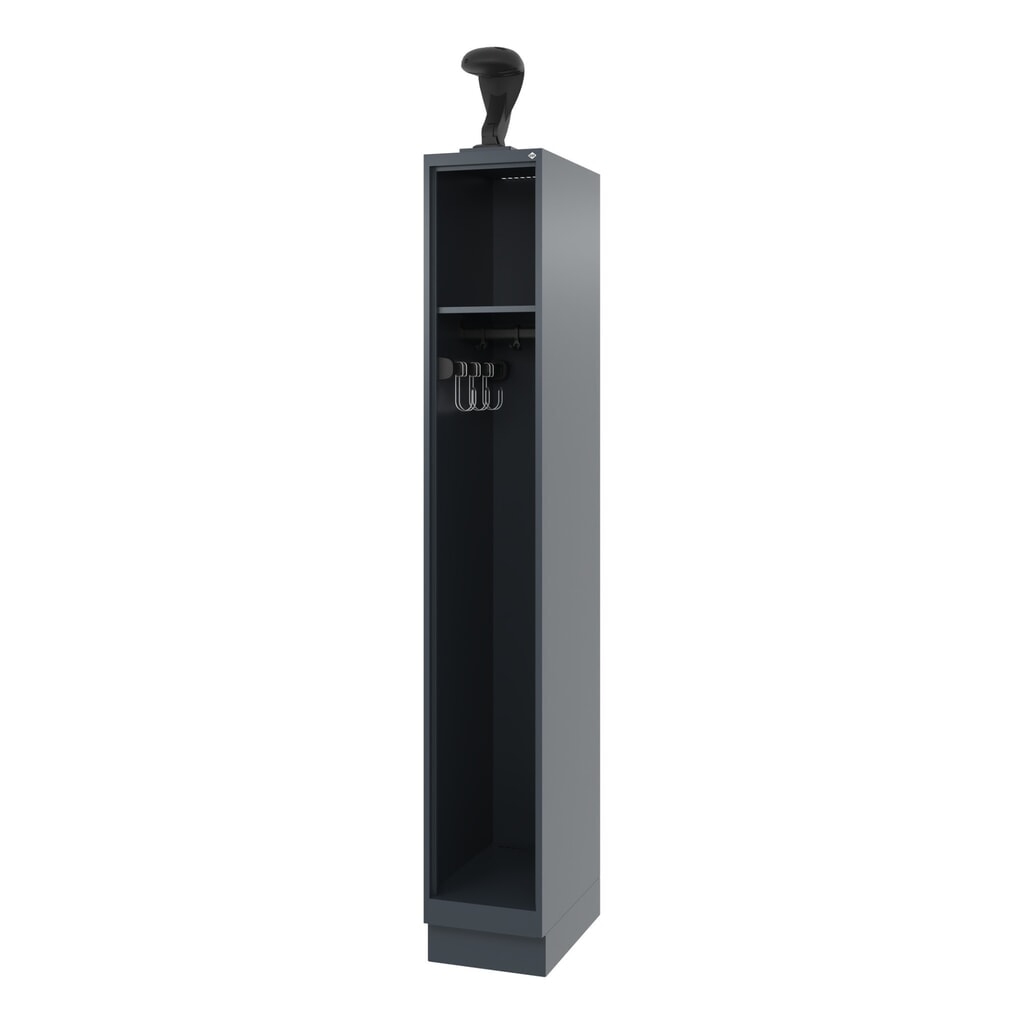 C+P Vestiaire pompier EXPERT, socle, 1 compartiment, HxlxP 1 850 x 300 x 500 mm, gris anthracite, avec support de casque N° de l'image du produit 1 : C+P Vestiaire pompier EXPERT, socle, 1 compartiment, HxlxP 1 850 x 300 x 500 mm, gris anthracite, avec support de casque