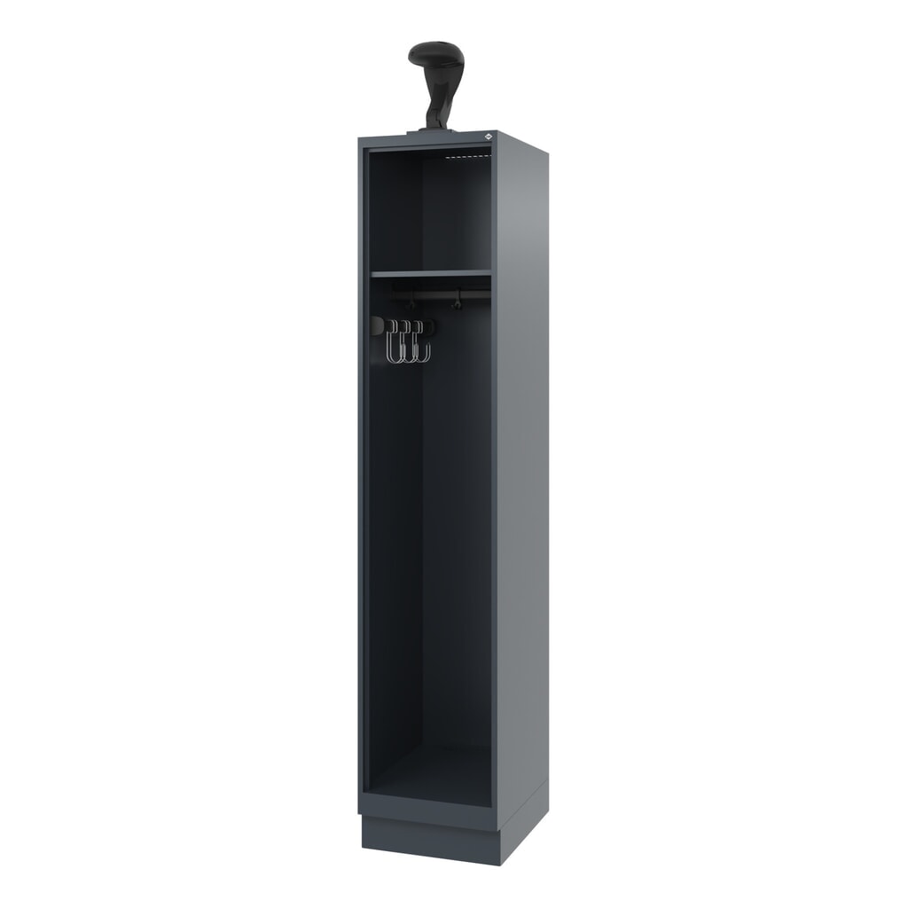 C+P Vestiaire pompier EXPERT, socle, 1 compartiment, HxlxP 1 850 x 400 x 500 mm, gris anthracite, avec support de casque N° de l'image du produit 1 : C+P Vestiaire pompier EXPERT, socle, 1 compartiment, HxlxP 1 850 x 400 x 500 mm, gris anthracite, avec support de casque