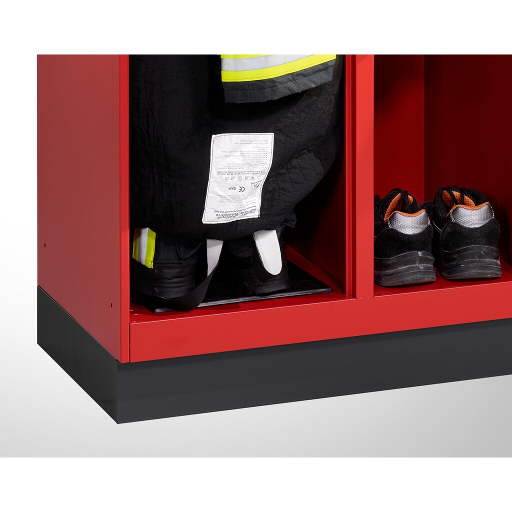 N° de l'image du produit 5 : C+P Vestiaire pompier EXPERT, socle, 3 compartiments, HxlxP 1 850 x 1 200 x 500 mm, gris anthracite, avec support de casque