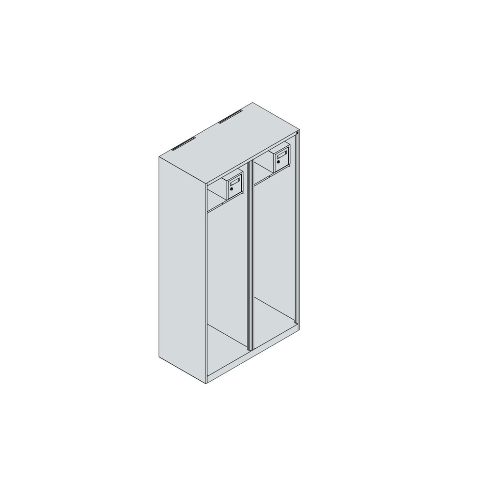 C+P Vestiaire pompier FLEXO, patins, 2 compartiments, HxlxP 1 850 x 1 000 x 500 mm, gris clair, avec support de casque N° de l'image du produit 4 : C+P Vestiaire pompier FLEXO, patins, 2 compartiments, HxlxP 1 850 x 1 000 x 500 mm, gris clair, avec support de casque