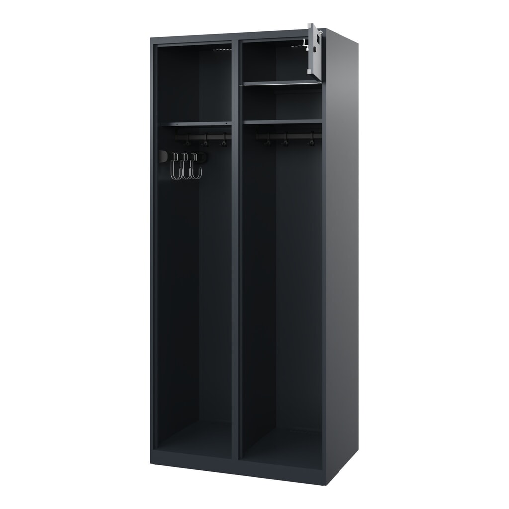 Illustration du produit: C+P Vestiaire pompier KOMBI Open, patins, 1 compartiment, HxlxP 1 850 x 800 x 500 mm, gris anthracite