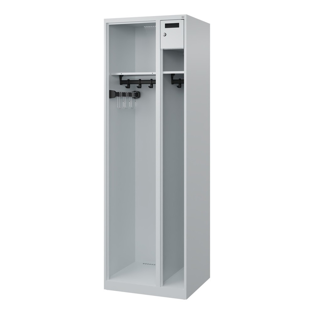 Numéro de l'image du produit 4: C+P Vestiaire pompier KOMBI Open, patins, 1 compartiment, HxlxP 1 850 x 600 x 500 mm, gris clair