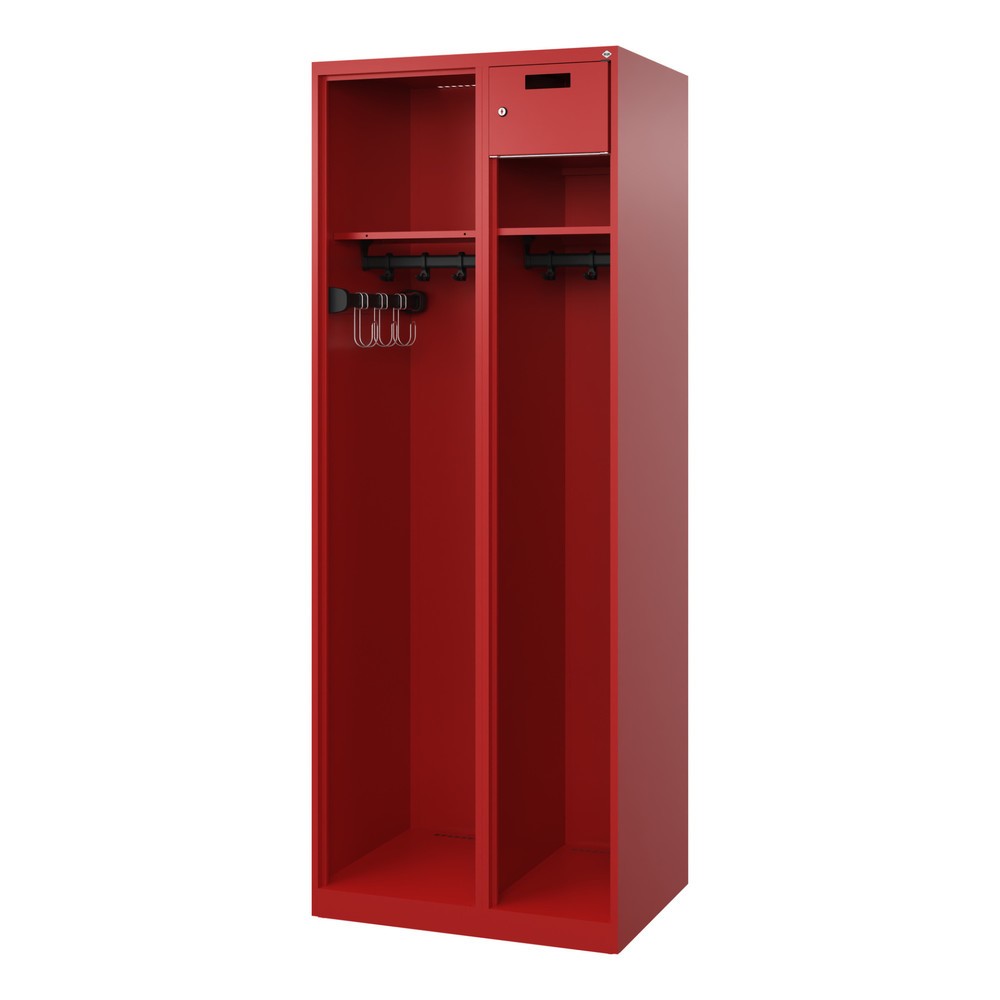 Numéro de l'image du produit 4: C+P Vestiaire pompier KOMBI Open, patins, 1 compartiment, HxlxP 1 850 x 700 x 500 mm, rouge feu