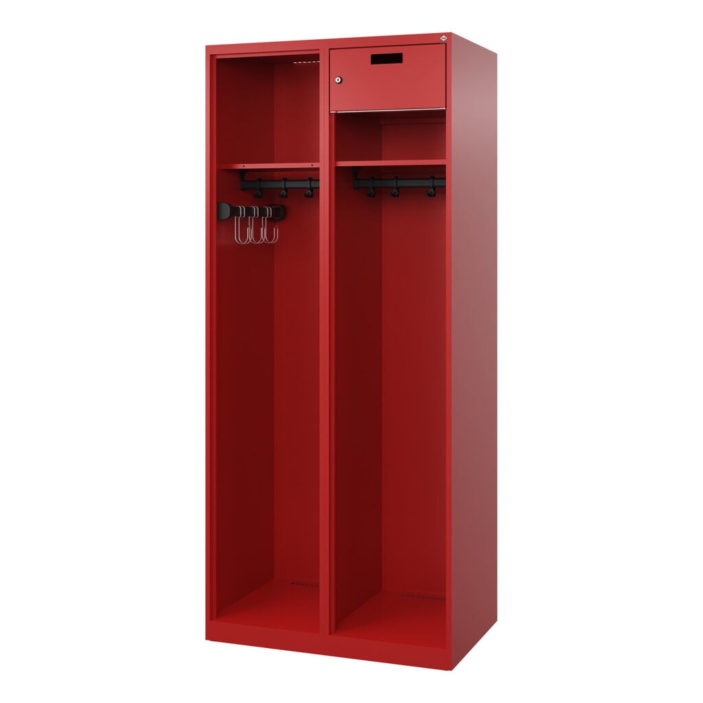 C+P Vestiaire pompier KOMBI Open, patins, 1 compartiment, HxlxP 1 850 x 800 x 500 mm, rouge feu N° de l'image du produit 4 : C+P Vestiaire pompier KOMBI Open, patins, 1 compartiment, HxlxP 1 850 x 800 x 500 mm, rouge feu