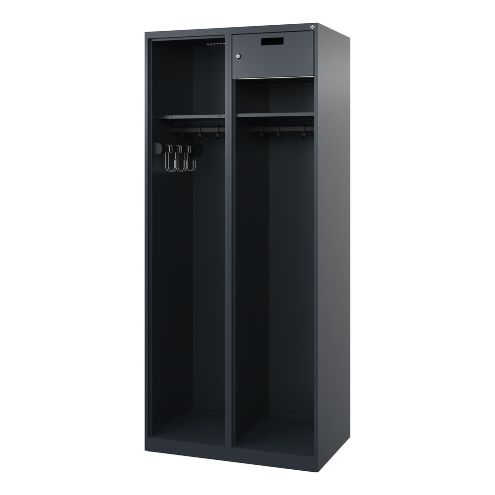 Numéro de l'image du produit 4: C+P Vestiaire pompier KOMBI Open, patins, 1 compartiment, HxlxP 1 850 x 800 x 500 mm, gris anthracite