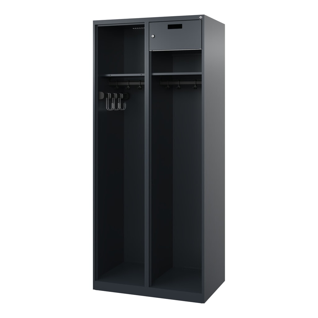 N° de l'image du produit 4 : C+P Vestiaire pompier KOMBI Open, patins, 1 compartiment, HxlxP 1 850 x 800 x 500 mm, gris anthracite