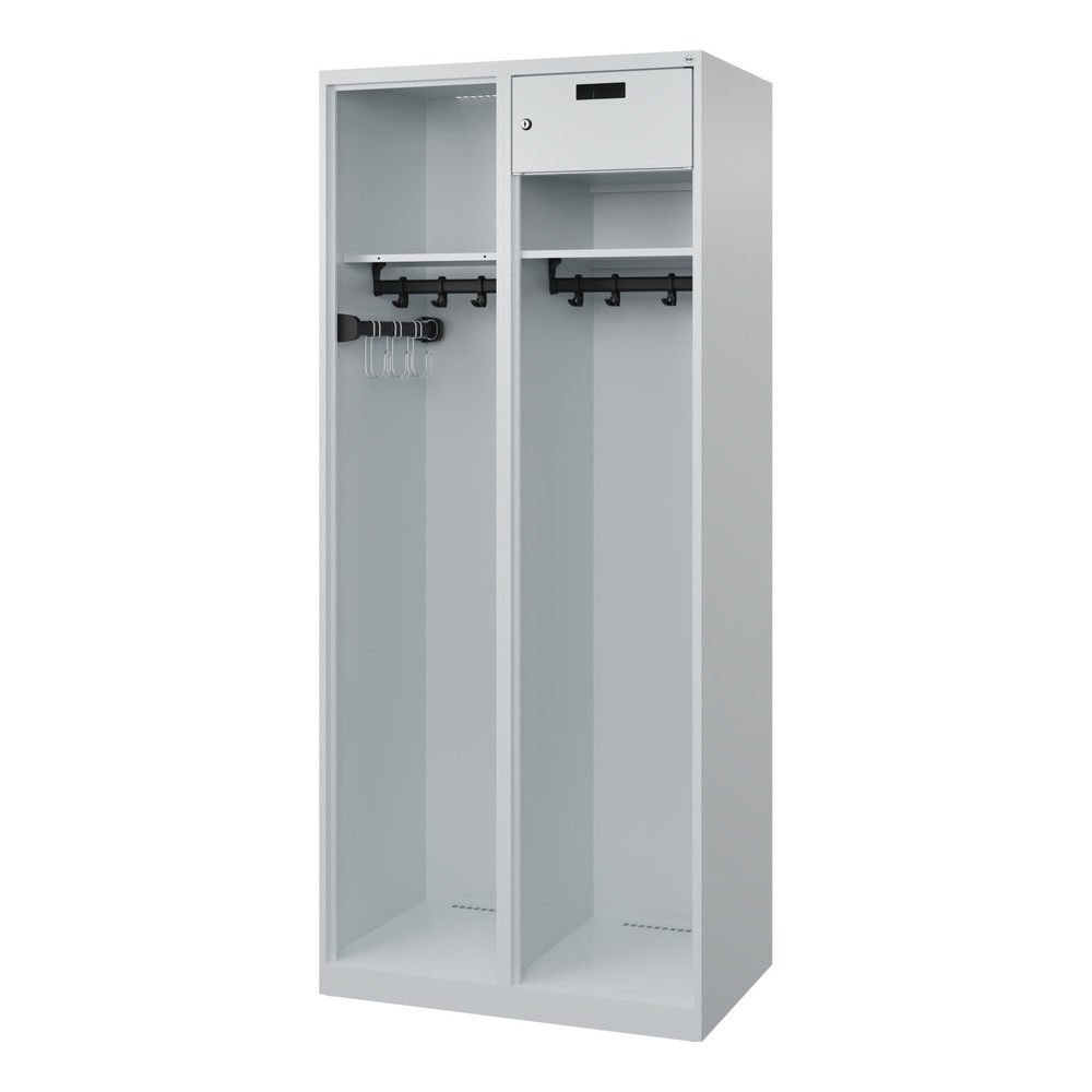 Numéro de l'image du produit 4: C+P Vestiaire pompier KOMBI Open, patins, 1 compartiment, HxlxP 1 850 x 800 x 500 mm, gris clair