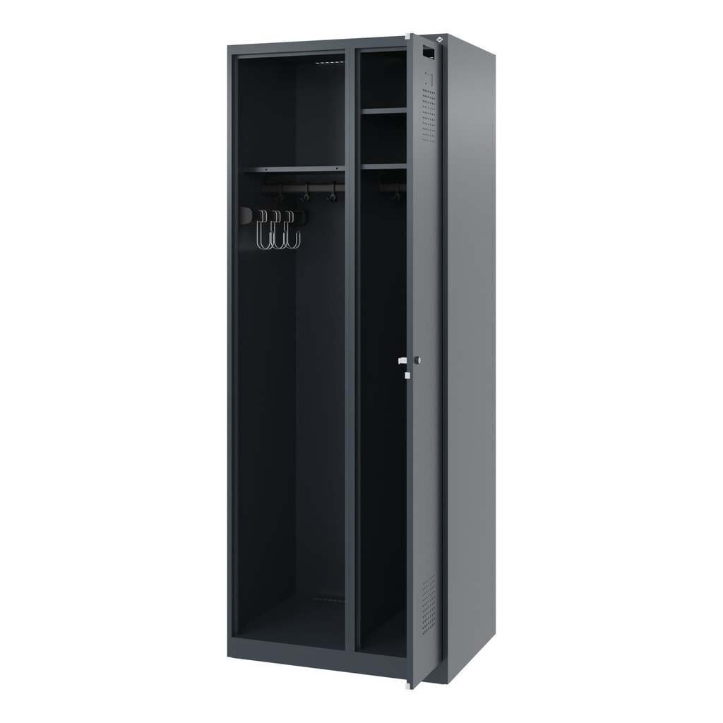 N° de l'image du produit 1 : C+P Vestiaire pompier KOMBI, patins, 1 compartiment, HxlxP 1 850 x 700 x 500 mm, gris anthracite