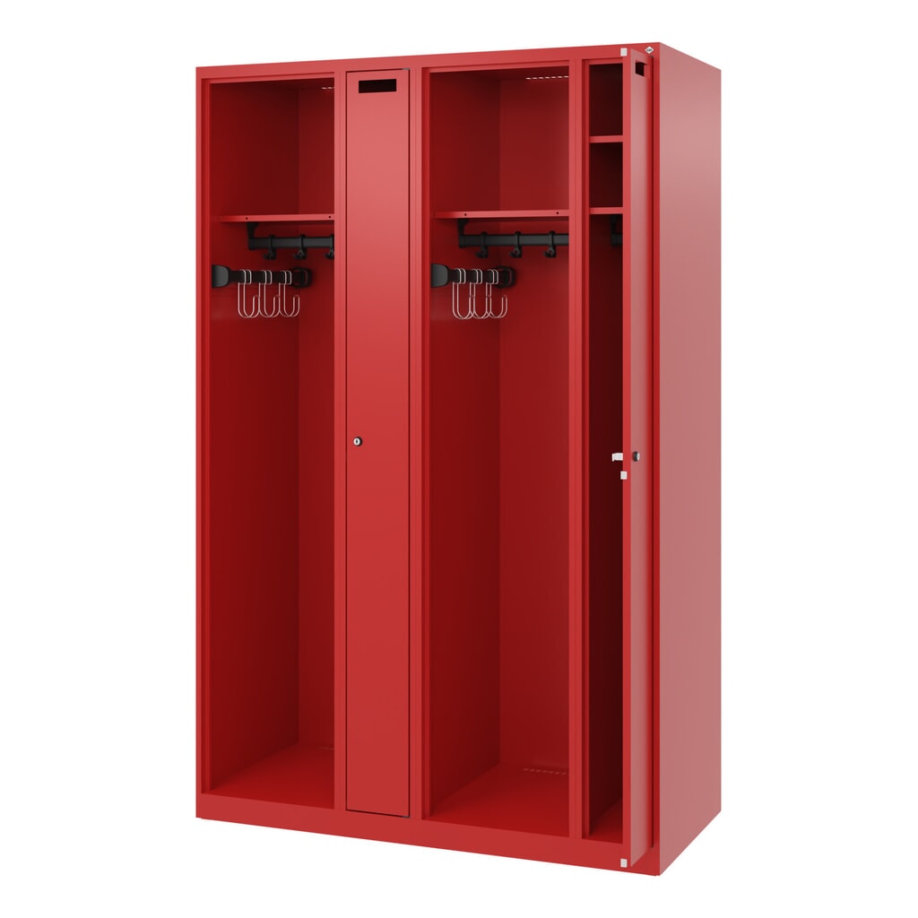 C+P Vestiaire pompier KOMBI, patins, 2 compartiments, HxlxP 1 850 x 1 200 x 500 mm, rouge feu Illustration du produit: C+P Vestiaire pompier KOMBI, patins, 2 compartiments, HxlxP 1 850 x 1 200 x 500 mm, rouge feu