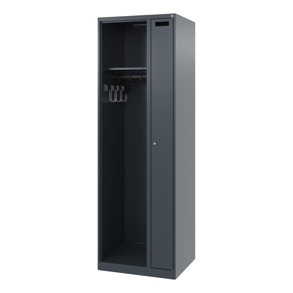 N° de l'image du produit 5 : C+P Vestiaire pompier KOMBI, patins, 1 compartiment, HxlxP 1 850 x 600 x 500 mm, gris anthracite