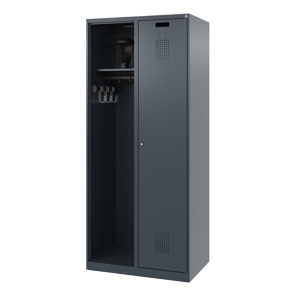 C+P Vestiaire pompier KOMBI, patins, 1 compartiment, HxlxP 1 850 x 800 x 500 mm, gris anthracite, avec support de casque N° de l'image du produit 5 : C+P Vestiaire pompier KOMBI, patins, 1 compartiment, HxlxP 1 850 x 800 x 500 mm, gris anthracite, avec support de casque