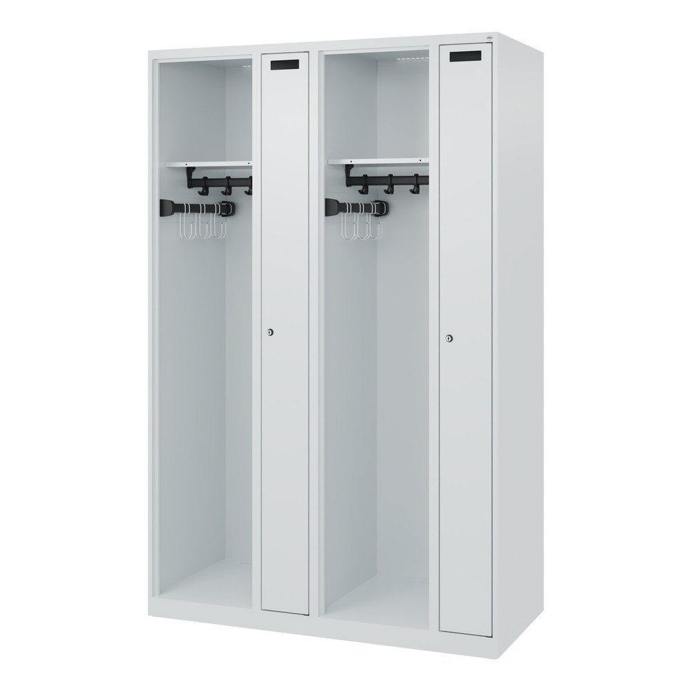 Numéro de l'image du produit 5: C+P Vestiaire pompier KOMBI, patins, 2 compartiments, HxlxP 1 850 x 1 200 x 500 mm, gris clair