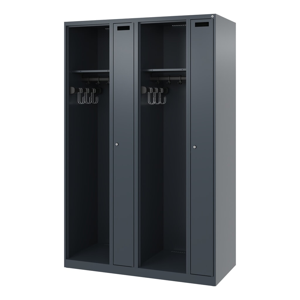C+P Vestiaire pompier KOMBI, patins, 2 compartiments, HxlxP 1 850 x 1 200 x 500 mm, gris anthracite N° de l'image du produit 5 : C+P Vestiaire pompier KOMBI, patins, 2 compartiments, HxlxP 1 850 x 1 200 x 500 mm, gris anthracite