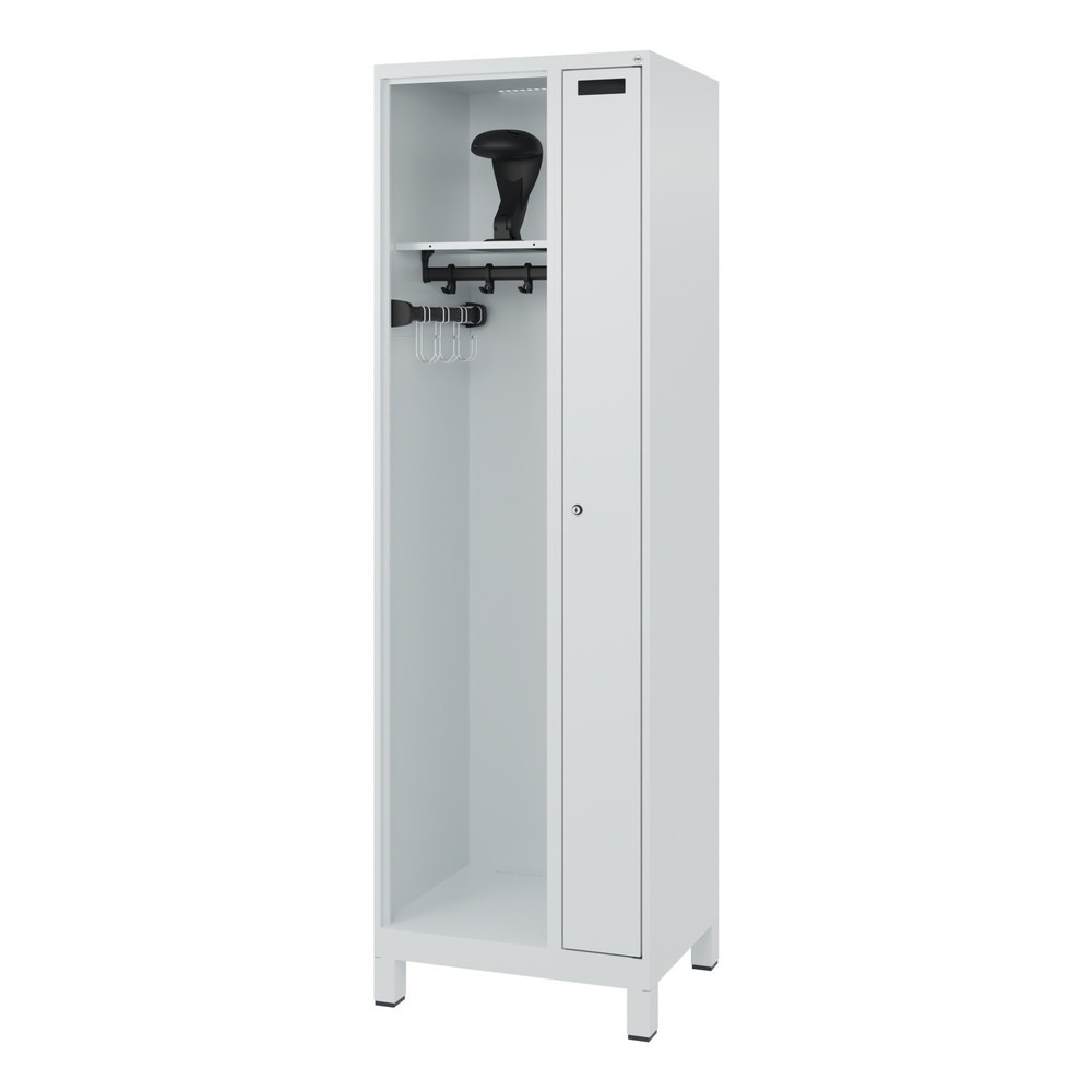 Numéro de l'image du produit 5: C+P Vestiaire pompier KOMBI, pieds, 1 compartiment, HxlxP 1 850 x 600 x 500 mm, gris clair, avec support de casque