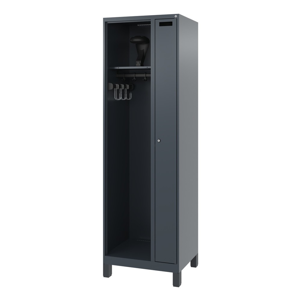 Numéro de l'image du produit 5: C+P Vestiaire pompier KOMBI, pieds, 1 compartiment, HxlxP 1 850 x 600 x 500 mm, gris anthracite, avec support de casque