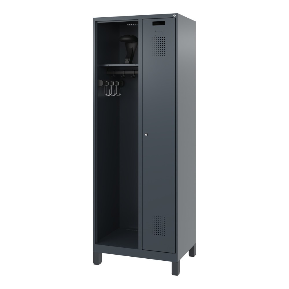 Numéro de l'image du produit 5: C+P Vestiaire pompier KOMBI, pieds, 1 compartiment, HxlxP 1 850 x 700 x 500 mm, gris anthracite, avec support de casque
