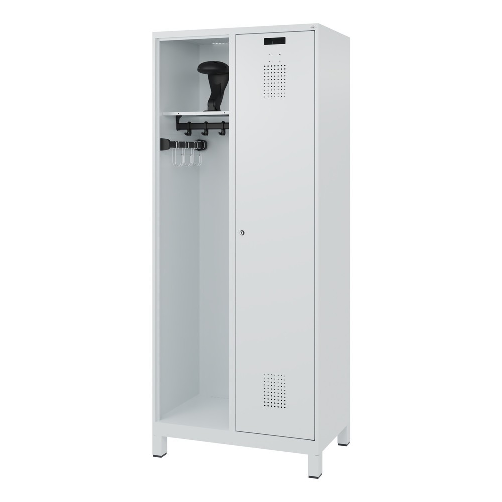 Numéro de l'image du produit 5: C+P Vestiaire pompier KOMBI, pieds, 1 compartiment, HxlxP 1 850 x 800 x 500 mm, gris clair, avec support de casque