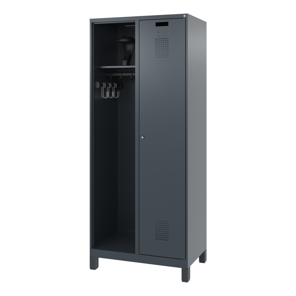 Numéro de l'image du produit 5: C+P Vestiaire pompier KOMBI, pieds, 1 compartiment, HxlxP 1 850 x 800 x 500 mm, gris anthracite, avec support de casque