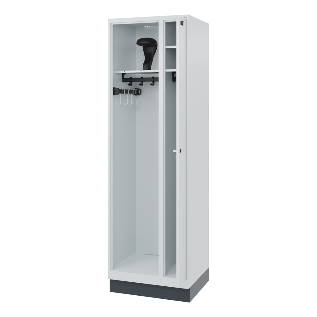 C+P Vestiaire pompier KOMBI, socle, 1 compartiment, HxlxP 1 850 x 600 x 500 mm, gris clair, avec support de casque N° de l'image du produit 1 : C+P Vestiaire pompier KOMBI, socle, 1 compartiment, HxlxP 1 850 x 600 x 500 mm, gris clair, avec support de casque