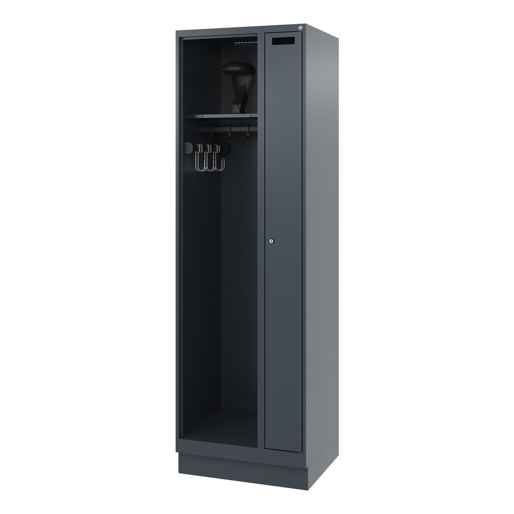N° de l'image du produit 5 : C+P Vestiaire pompier KOMBI, socle, 1 compartiment, HxlxP 1 850 x 600 x 500 mm, gris anthracite, avec support de casque