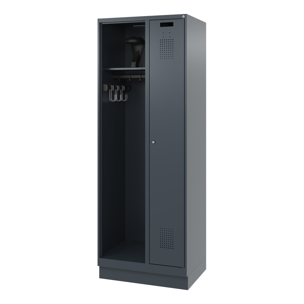 C+P Vestiaire pompier KOMBI, socle, 1 compartiment, HxlxP 1 850 x 700 x 500 mm, gris anthracite, avec support de casque N° de l'image du produit 5 : C+P Vestiaire pompier KOMBI, socle, 1 compartiment, HxlxP 1 850 x 700 x 500 mm, gris anthracite, avec support de casque