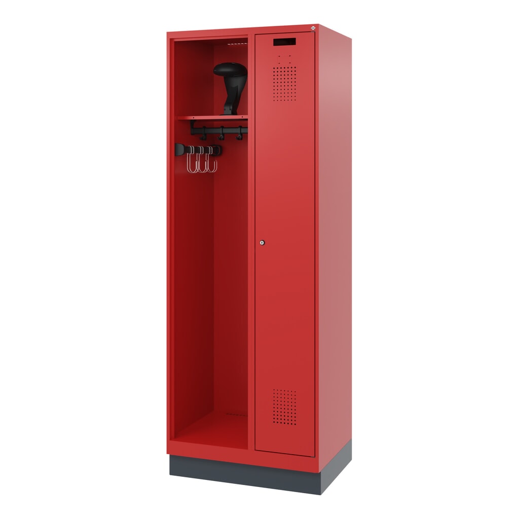 C+P Vestiaire pompier KOMBI, socle, 1 compartiment, HxlxP 1 850 x 700 x 500 mm, rouge feu, avec support de casque N° de l'image du produit 5 : C+P Vestiaire pompier KOMBI, socle, 1 compartiment, HxlxP 1 850 x 700 x 500 mm, rouge feu, avec support de casque