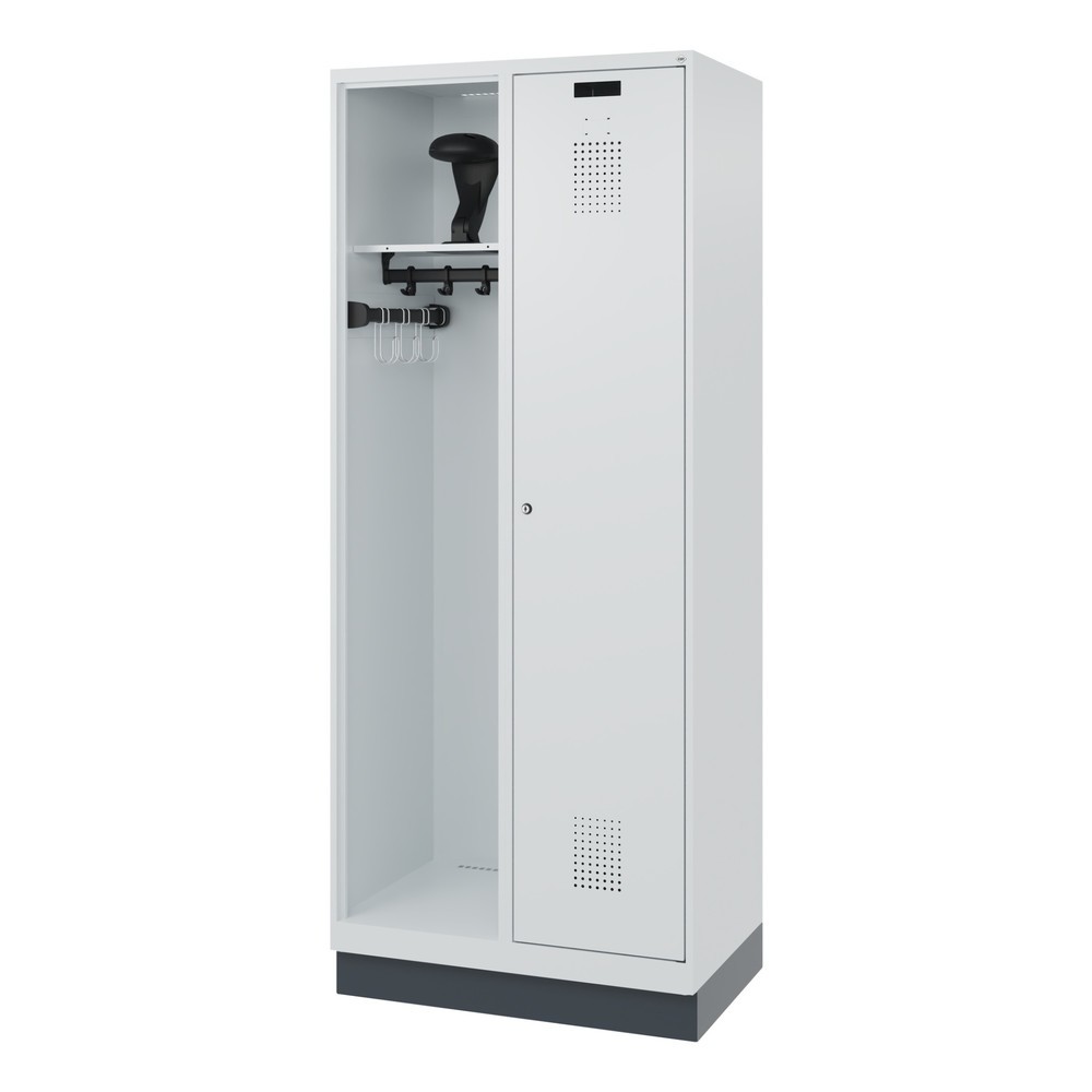 N° de l'image du produit 5 : C+P Vestiaire pompier KOMBI, socle, 1 compartiment, HxlxP 1 850 x 800 x 500 mm, gris clair, avec support de casque