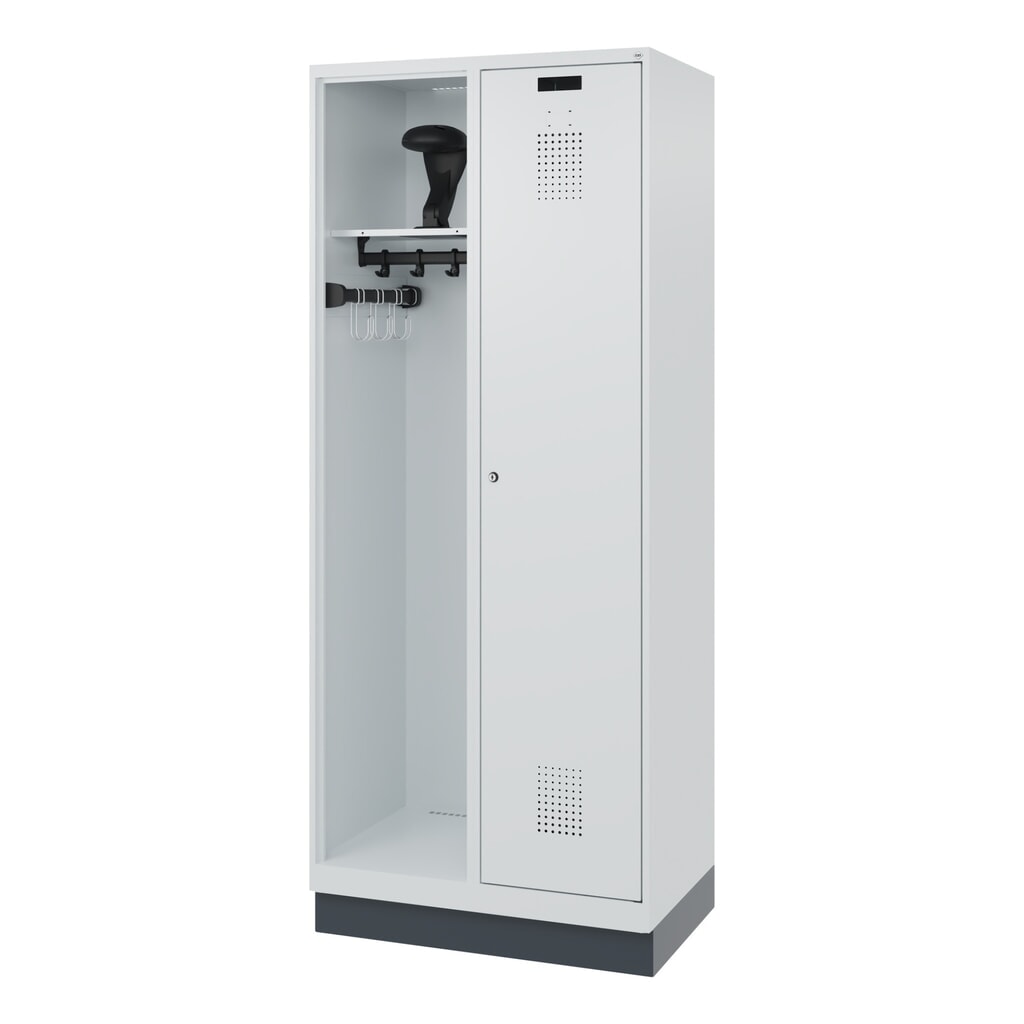 C+P Vestiaire pompier KOMBI, socle, 1 compartiment, HxlxP 1 850 x 800 x 500 mm, gris clair, avec support de casque N° de l'image du produit 5 : C+P Vestiaire pompier KOMBI, socle, 1 compartiment, HxlxP 1 850 x 800 x 500 mm, gris clair, avec support de casque