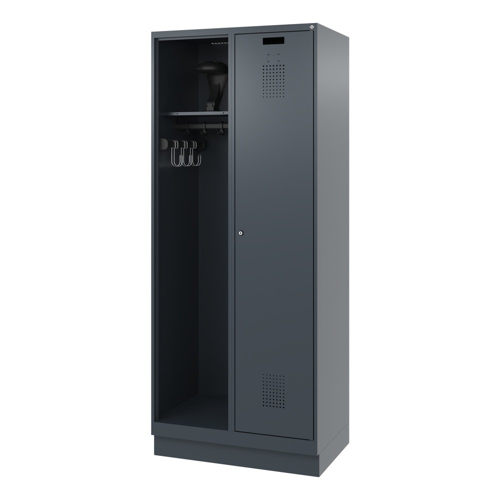 Numéro de l'image du produit 5: C+P Vestiaire pompier KOMBI, socle, 1 compartiment, HxlxP 1 850 x 800 x 500 mm, gris anthracite, avec support de casque