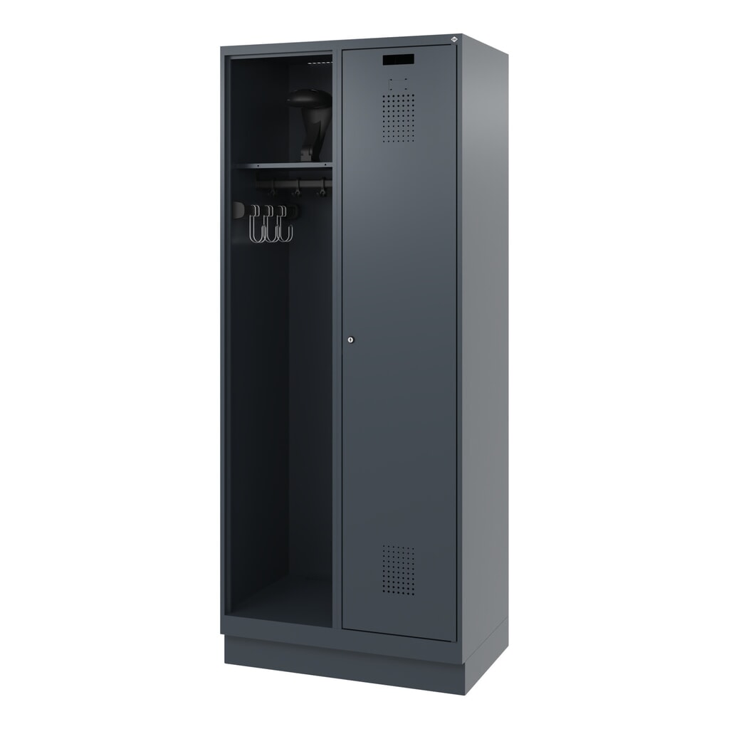 C+P Vestiaire pompier KOMBI, socle, 1 compartiment, HxlxP 1 850 x 800 x 500 mm, gris anthracite, avec support de casque N° de l'image du produit 5 : C+P Vestiaire pompier KOMBI, socle, 1 compartiment, HxlxP 1 850 x 800 x 500 mm, gris anthracite, avec support de casque