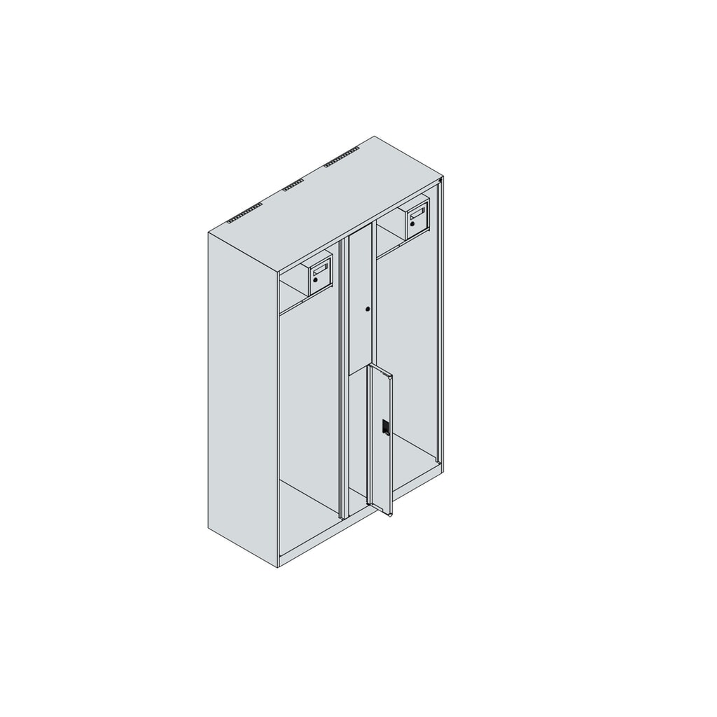 N° de l'image du produit 4 : C+P Vestiaire pompier MAXI, pieds, HxlxP 1 850 x 1 200 x 500 mm, gris anthracite, avec support de casque