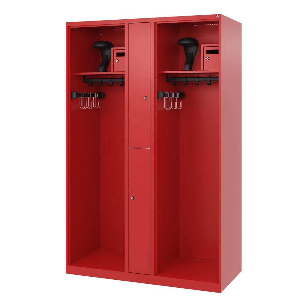 Numéro de l'image du produit 5: C+P Vestiaire pompier MAXI, patins, HxlxP 1 850 x 1 200 x 500 mm, rouge feu, avec support de casque