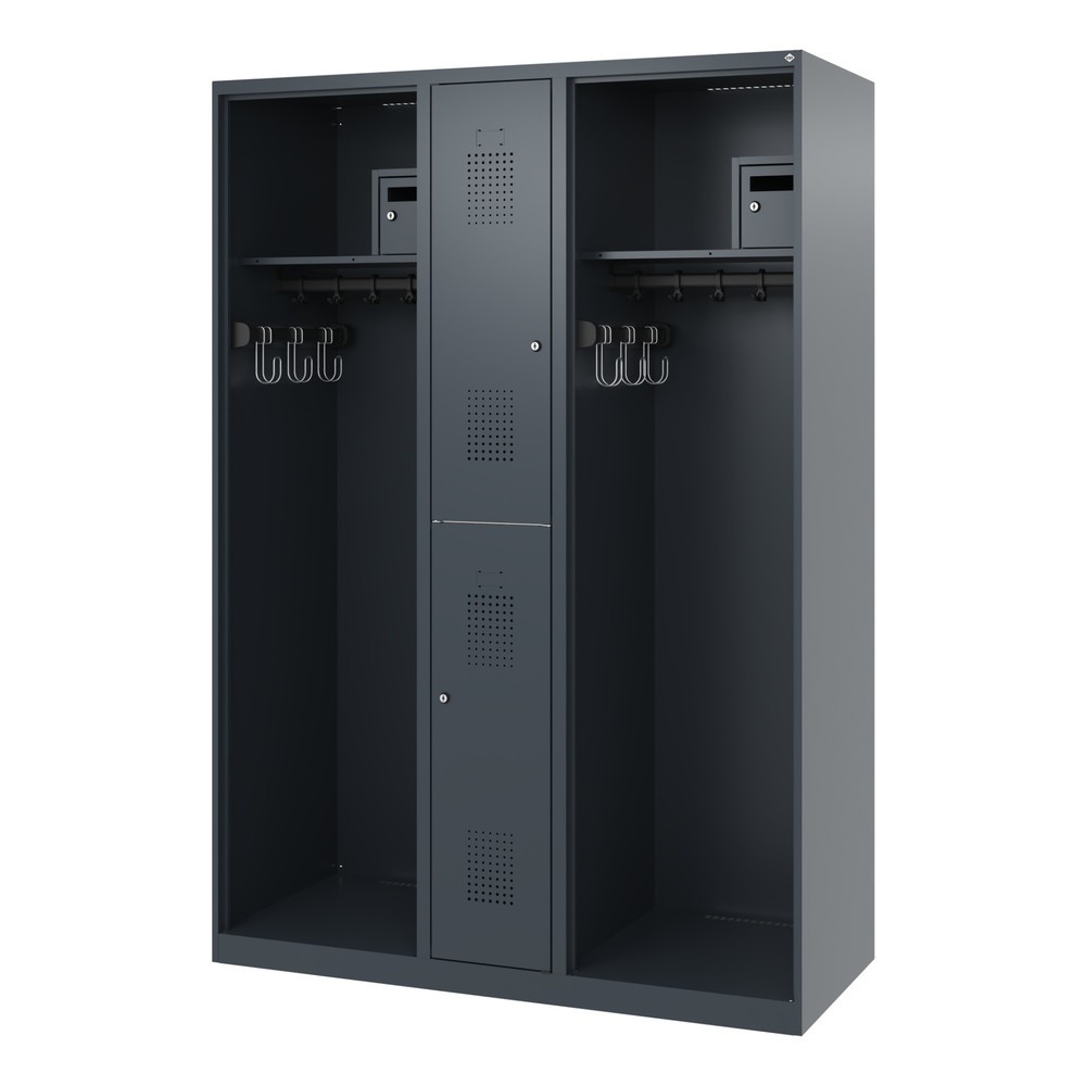 Numéro de l'image du produit 5: C+P Vestiaire pompier MAXI, patins, HxlxP 1 850 x 1 300 x 500 mm, gris anthracite