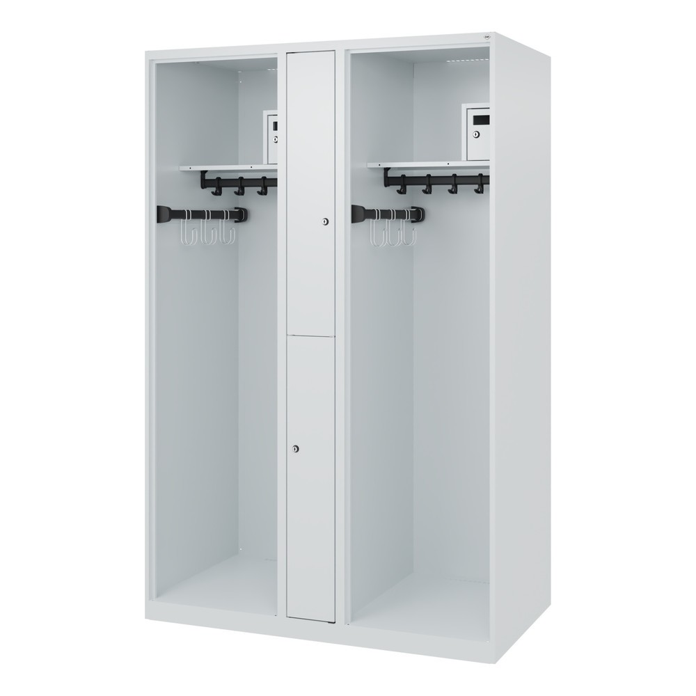 Numéro de l'image du produit 5: C+P Vestiaire pompier MAXI, patins, HxlxP 1 850 x 1 200 x 600 mm, gris clair