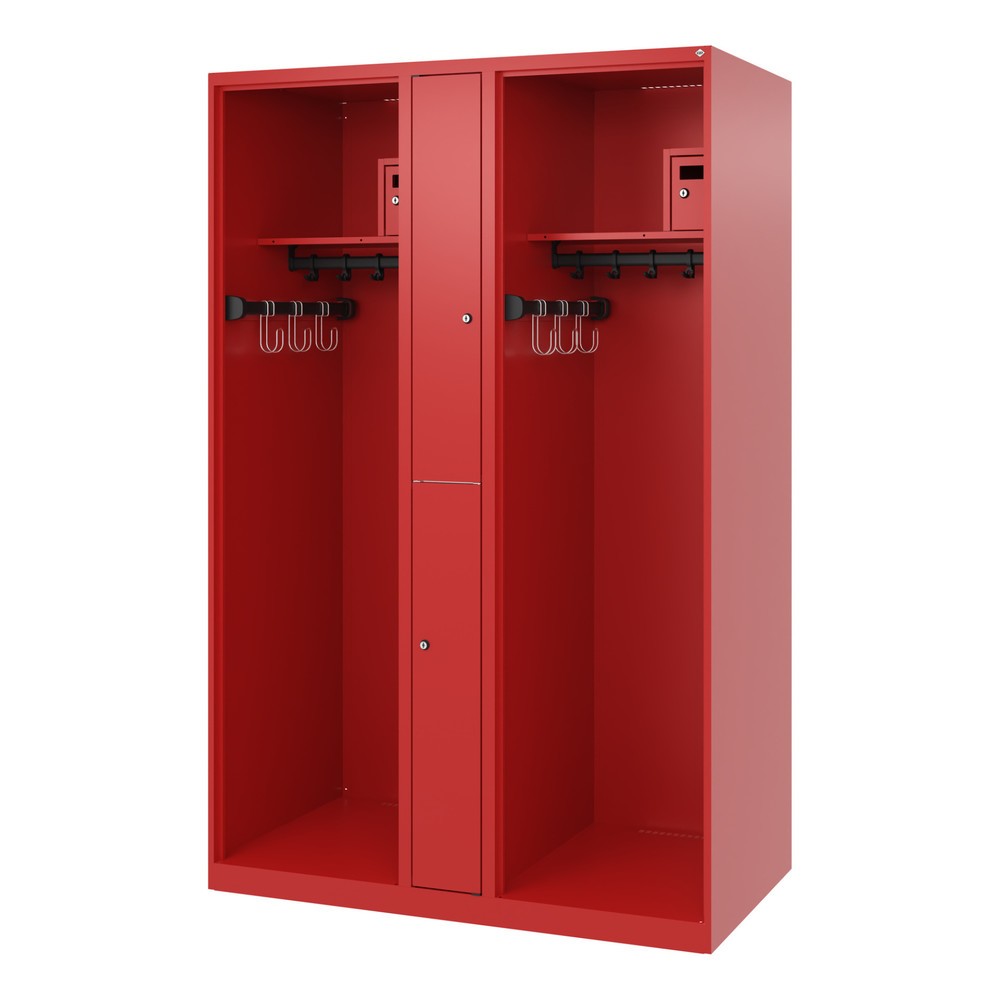 Numéro de l'image du produit 5: C+P Vestiaire pompier MAXI, patins, HxlxP 1 850 x 1 200 x 600 mm, rouge feu