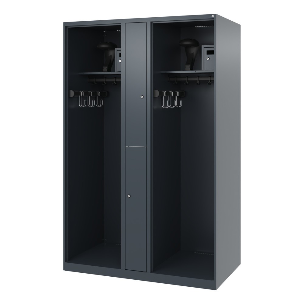 Numéro de l'image du produit 5: C+P Vestiaire pompier MAXI, patins, HxlxP 1 850 x 1 200 x 600 mm, gris anthracite, avec support de casque