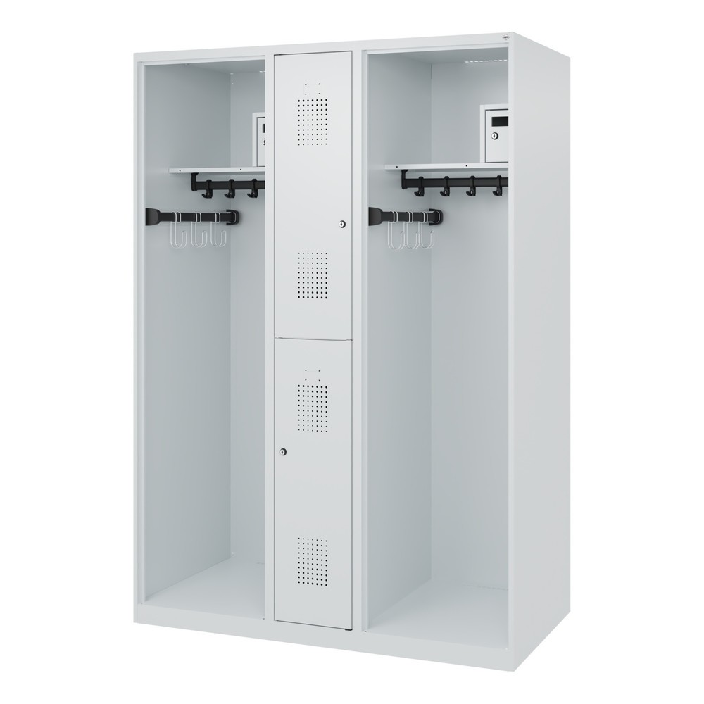 Numéro de l'image du produit 5: C+P Vestiaire pompier MAXI, patins, HxlxP 1 850 x 1 300 x 600 mm, gris clair