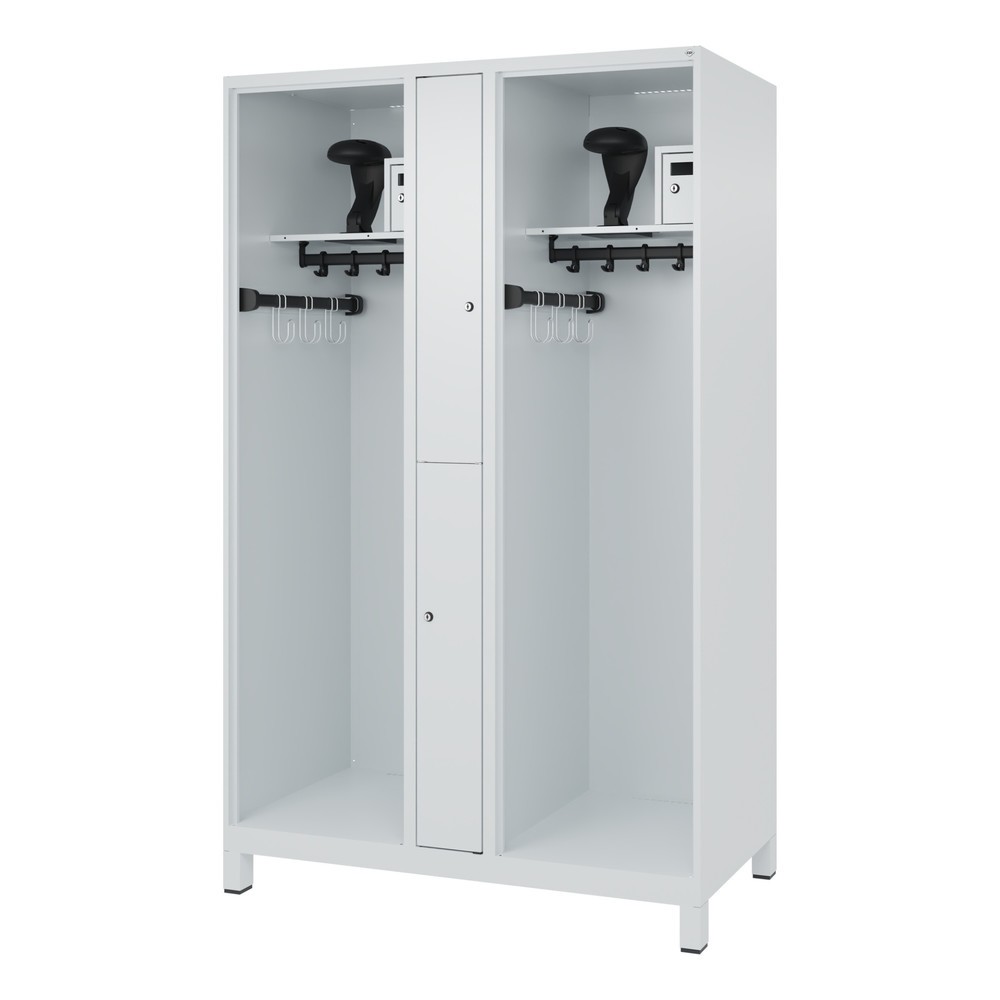 Numéro de l'image du produit 5: C+P Vestiaire pompier MAXI, pieds, HxlxP 1 850 x 1 200 x 600 mm, gris clair, avec support de casque